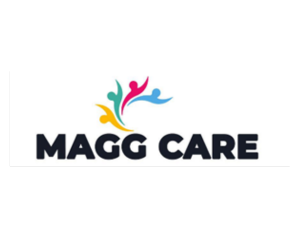 MAGG CARE logo with colorful human figures above text.